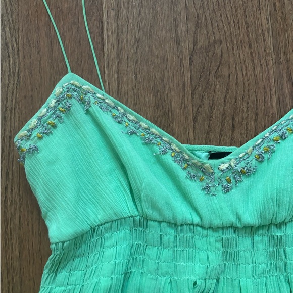 Elie Tahari green silk vintage embroidered ethereal babydoll tank top - Picture 2 of 6